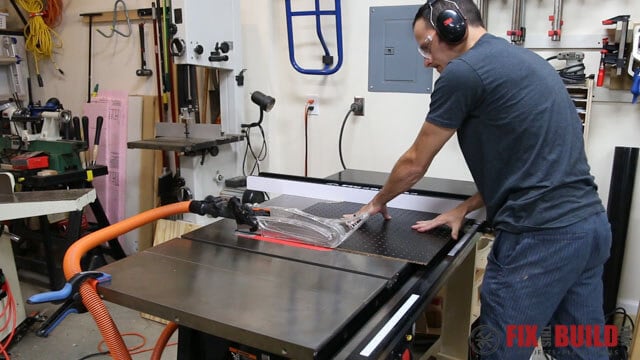 Cutting sanding table top to size
