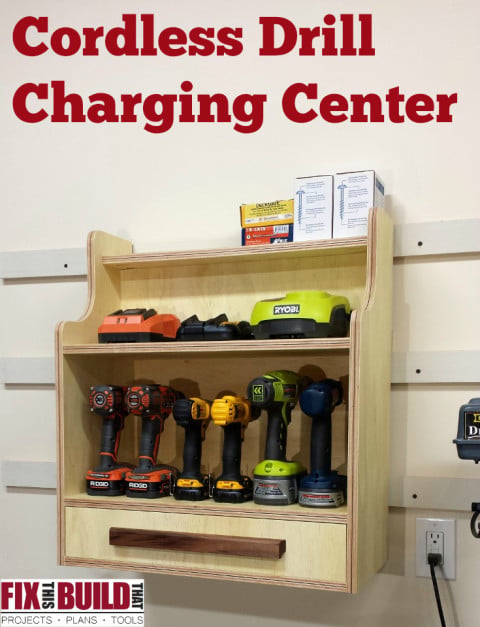 Cordless Drill Charging Center - Pinterest text