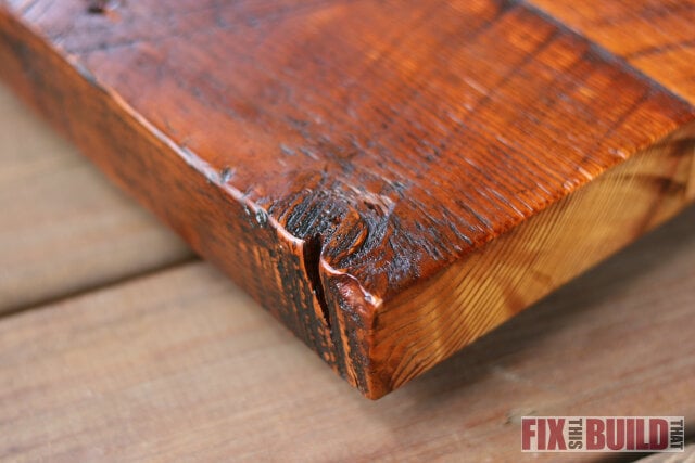 finished reclaimed side table knot