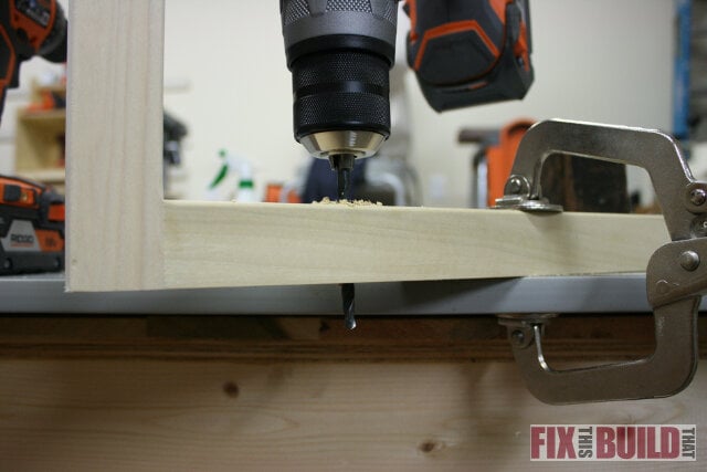 drilling pilot holes reclaimed side table