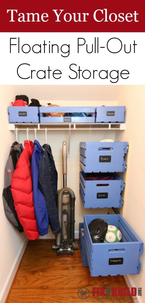DIY Floating Pull-Out Crate Storage