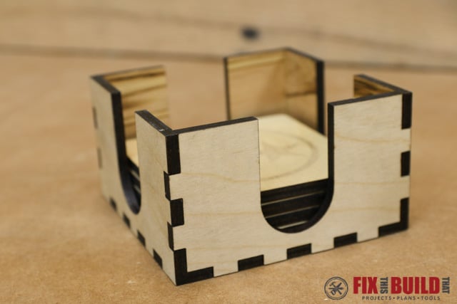 Custom Laser Wood Coaster Set