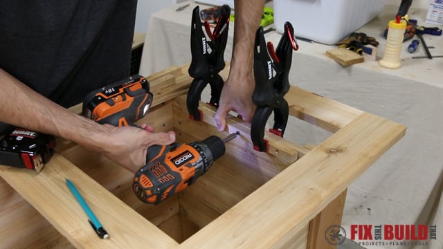 wooden deck cooler assembly
