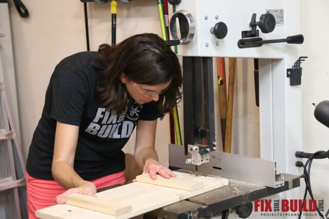 cutting tapers on a wheelbarrow with a bandsaw