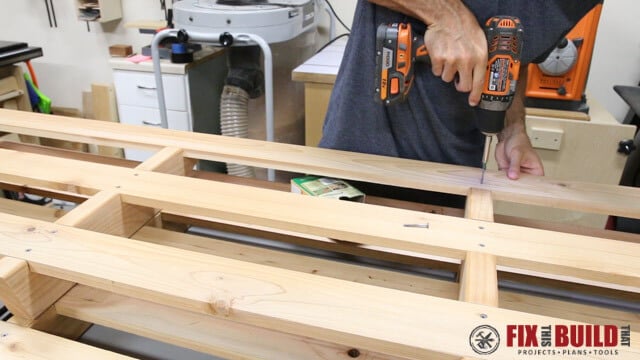 attaching the modern outdoor sofa slats