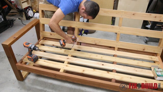 attaching back to modern outdoor couch