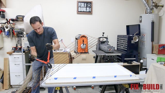 snipping rebar mesh for concrete table top