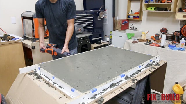 vibrating concrete form for outdoor coffee table