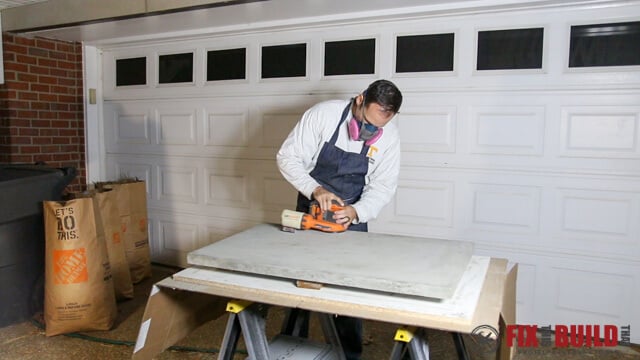 sanding concrete top