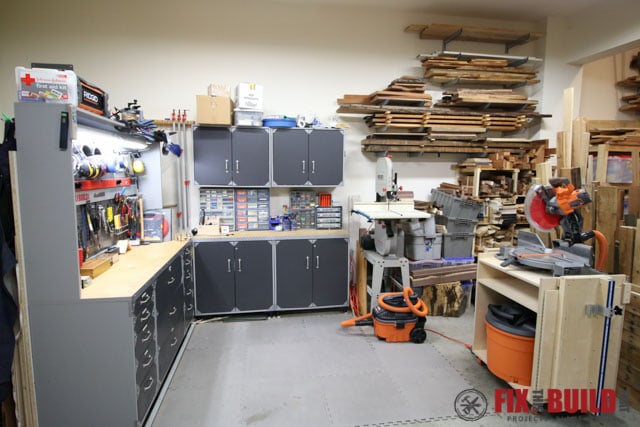 workbench are of woodworking shop