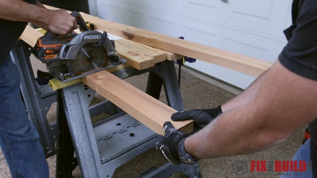 crosscutting 2x4 with circular saw