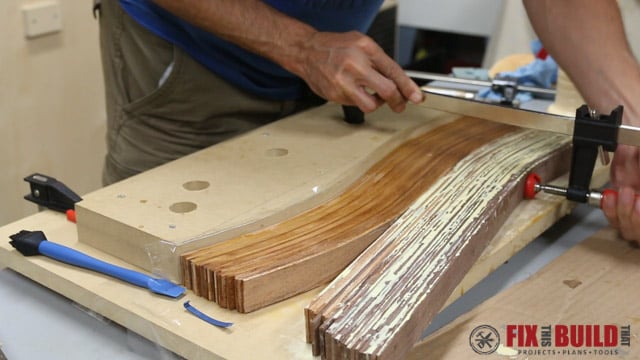 DIY Curved Cutting Board Bent Lamination second glue up