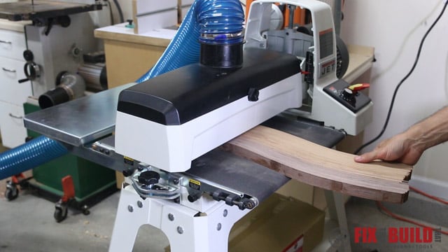 Sanding a cutting board flat with a JET 18-36 drum sander