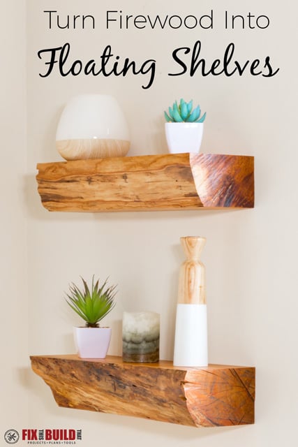 DIY Floating Shelves from Firewood with Invisible Hardware