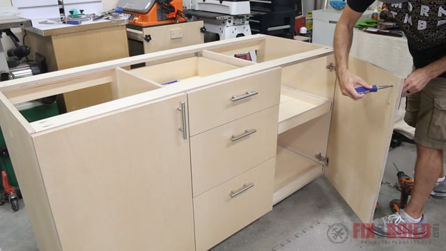how to mount hardware on a base cabinet