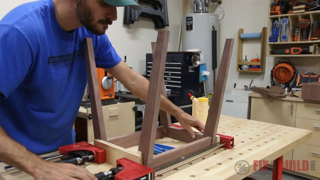 clamping up a modern side table base