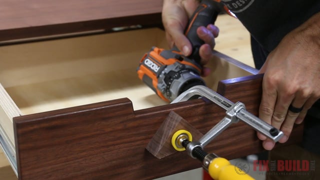 attaching a drawer front to an end table