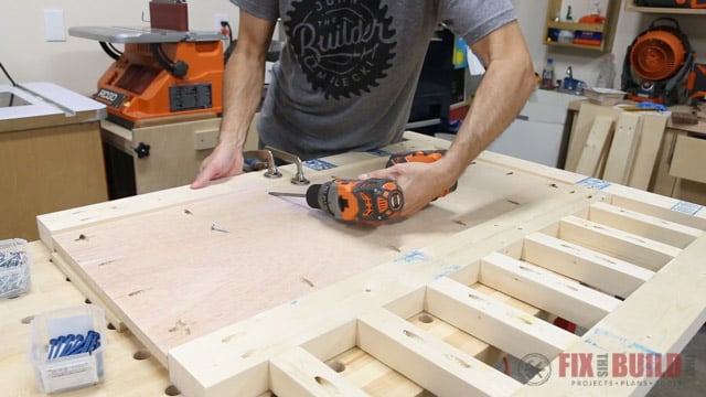 assembling the headboard of a diy bed