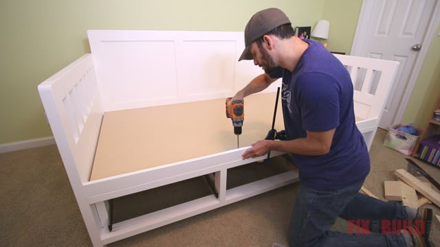 DIY twin bed with storage drawers underneath