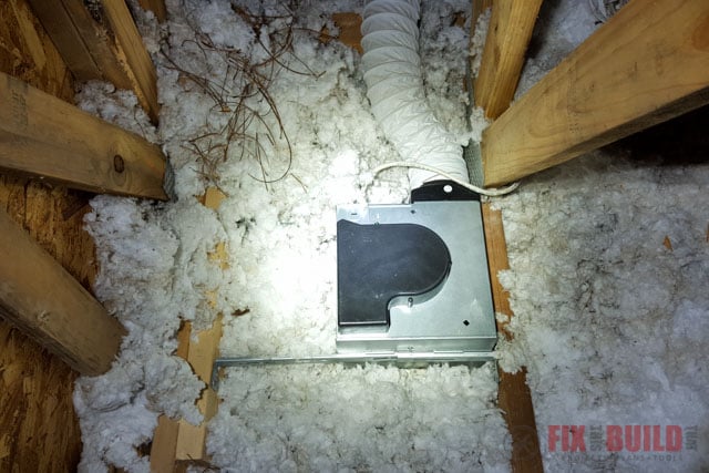 new bathroom fan installed in attic