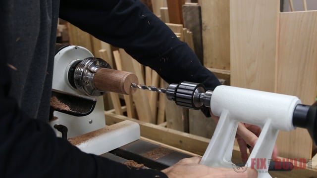 drilling a hole on the lathe