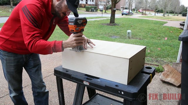 chamfering a drawer bottom with a router bit