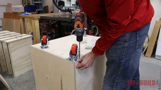 mounting casters to a cabinet