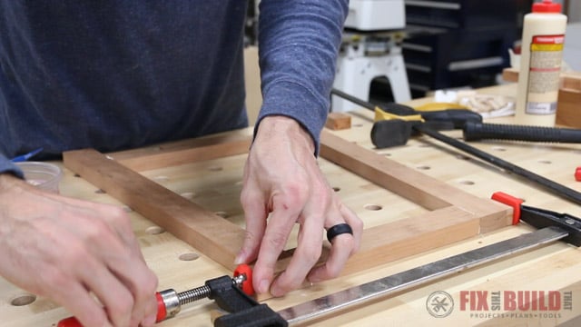 assembling a step stool with dowel joints