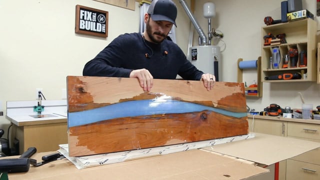 epoxy resin river table clean up