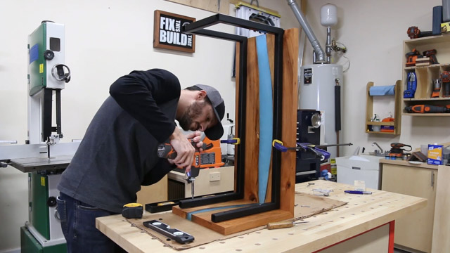 mounting metal base to waterfall table