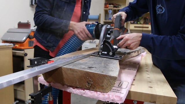 ripping a slab in half with a circular saw