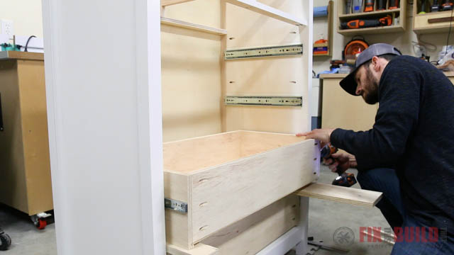 mounting drawers in a DIY dresser