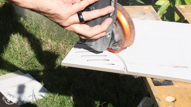 making a rounded cut on the floor tile