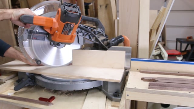 cutting wood with miter saw