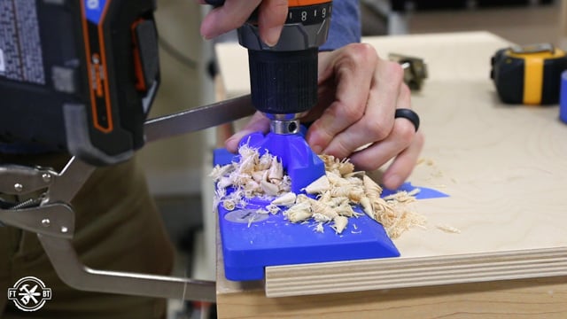 drilling hole for door hinge on cabinet