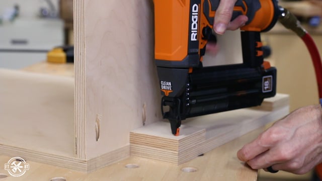 nailing on cabinet feet