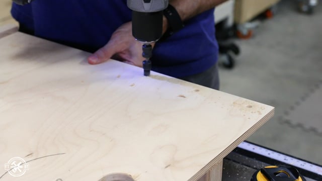 drilling holes in table saw sled