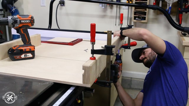 attaching fence with screw to table saw sled