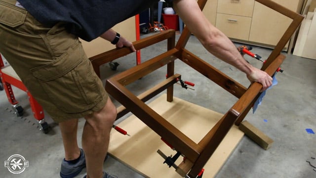 putting the clamped chair upright