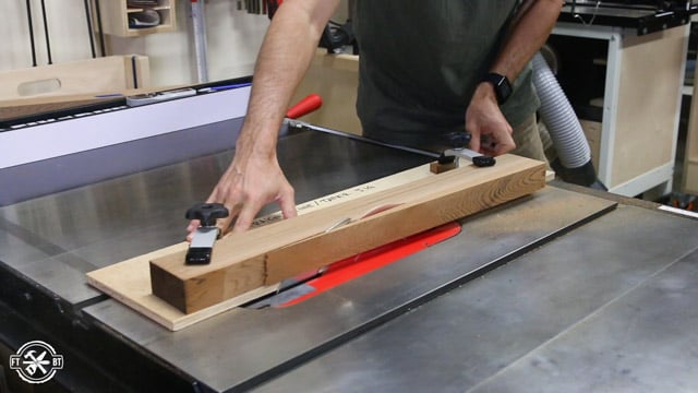 using tapering jig to cut wood