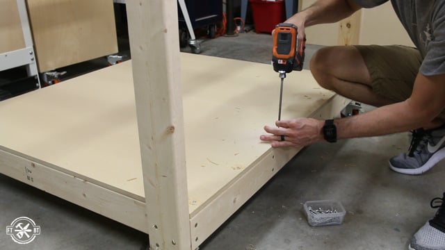 attaching bottom shelf of table