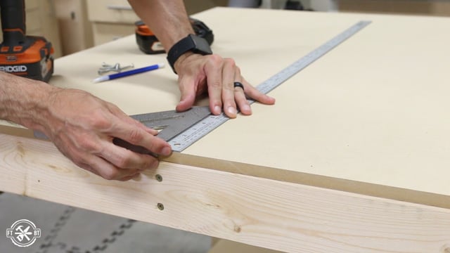 marking spot to attach table top to bracing