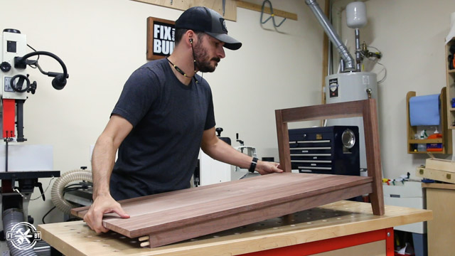 fitting the lower shelf to the table