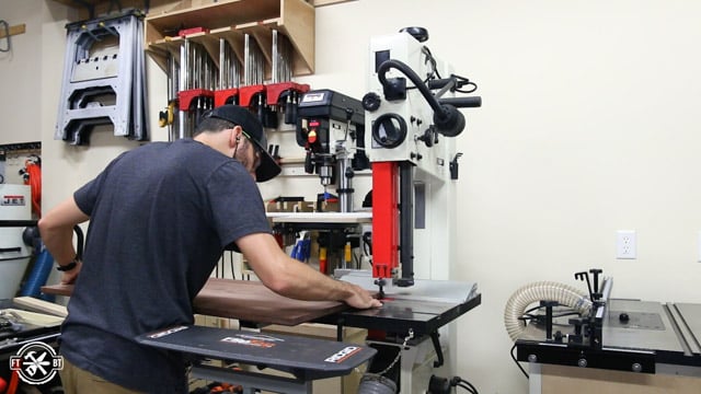 cutting wood on bandsaw