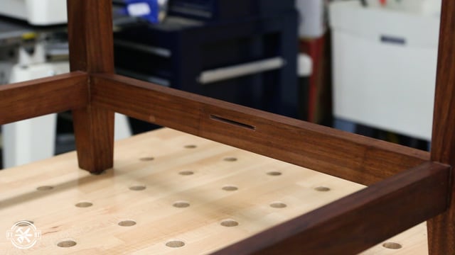 side of stretcher with biscuit joint