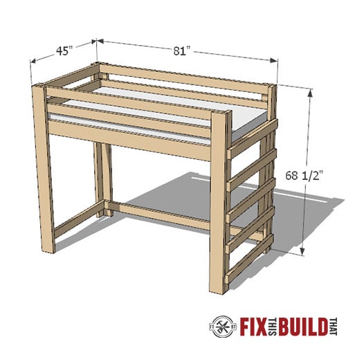 diy loft bed plans from 2x4