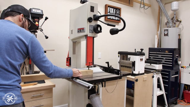 cutting wood with bandsaw