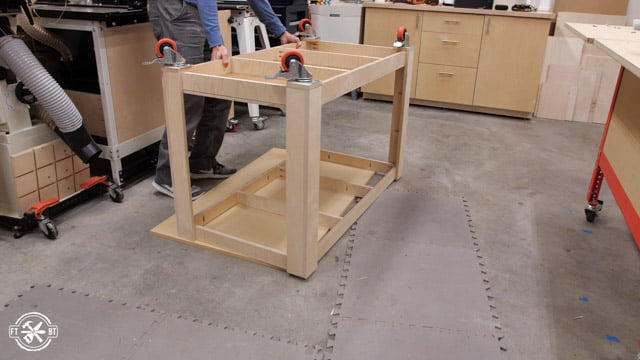 putting table frame on table top