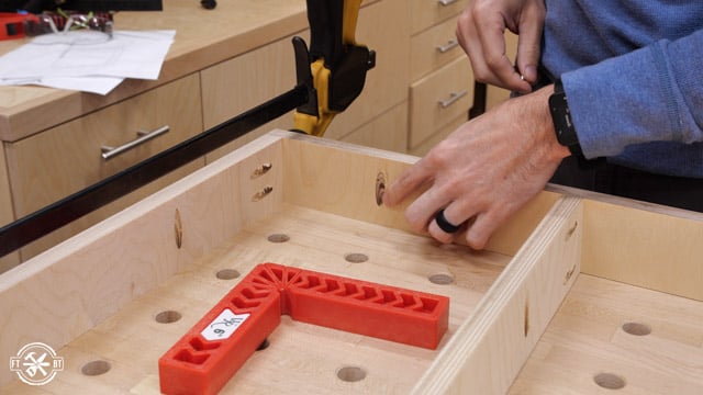 pocket holes in wooden frame of table