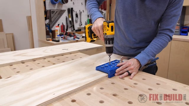 drilling holes for adjustable shelves